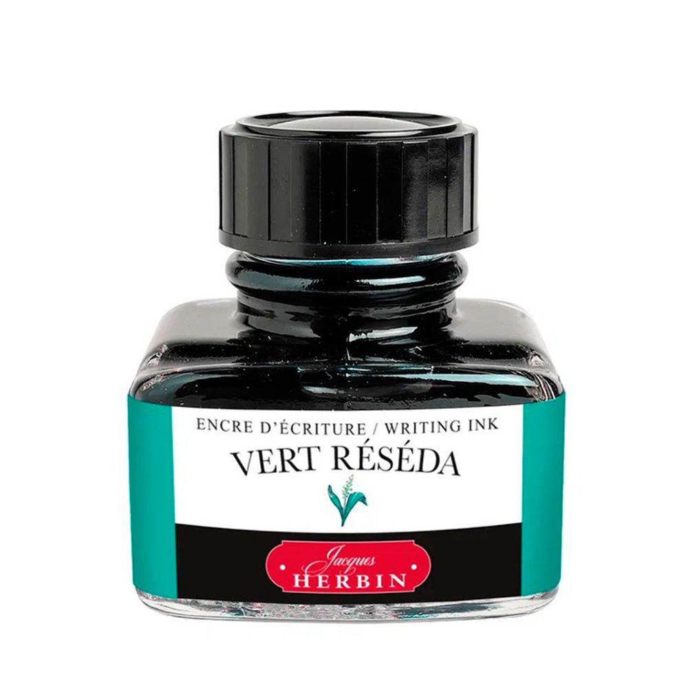 Чернила во флаконе Herbin 30 мл Vert réséda зелено-голубые (13038T) 1
