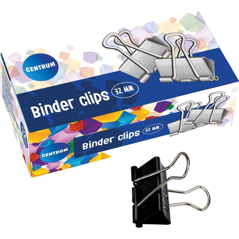 Зажимы для бумаг черные 12шт 32мм (Центрум)
