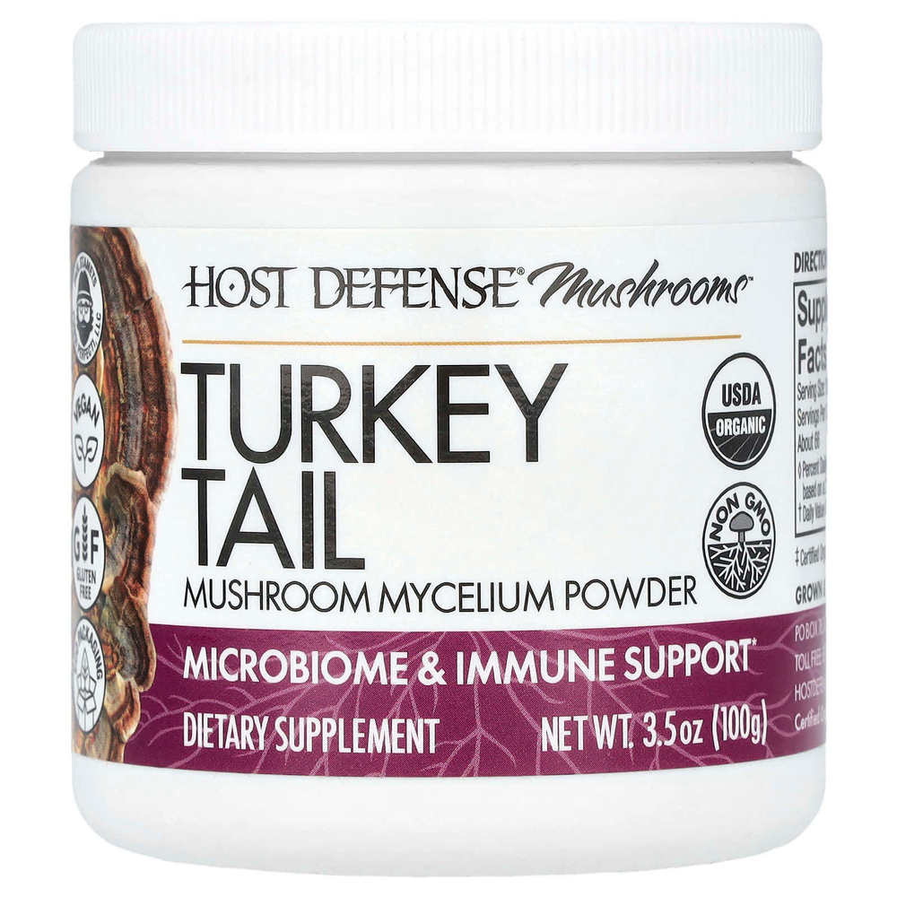 Host Defense, Host Defense Mushrooms, Хвост индейки, порошок мицелия грибов, 100 г (3,5 унции)