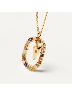 Колье Буква P серебро 925 пробы покрытое золотом