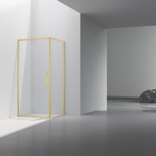 Душевой уголок Slim 8mm VSR-4SLP9090CLG, 900*900, брашированное золото, стекло прозрачное