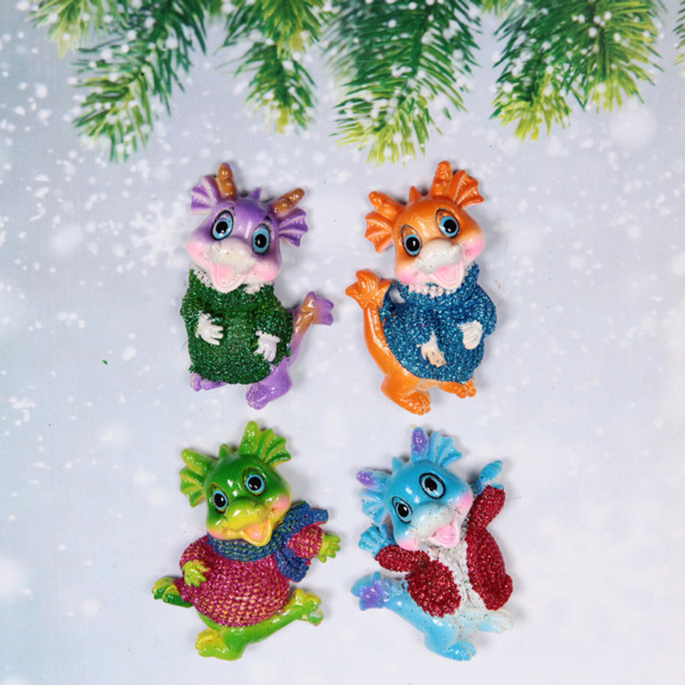 Магнит «Дракоша в теплой одежде» 6,5*5 см, микс