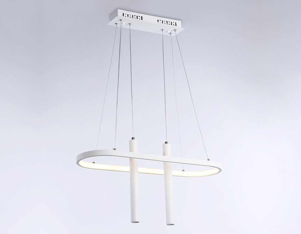 Светильник светодиодный подвесной с пультом FL5383/1+2 WH белый 43W 3000K/4200K/6400K+4200K 600*200*1200 (ПДУ ИК)