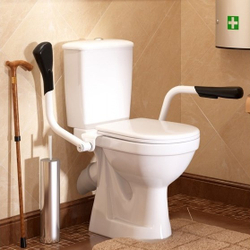 Фото в интерьере унитаз напольный для инвалидов Персона Премиум с двойным опорным поручнем, сиденье полипропилен, белый 42301120005