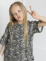 Футболка для девочки оверсайз, принт питон