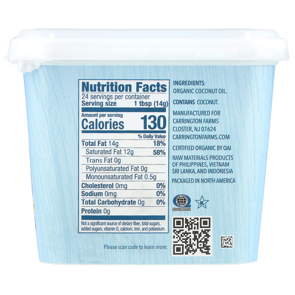 Carrington Farms, Органическое кокосовое масло, нерафинированное, 355 мл (12 жидк. унц.)