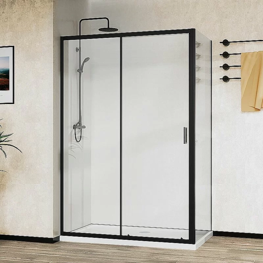 Душевой уголок Vincea City VSR-5CT9012CLB 120х90 стекло прозрачное/профиль черный