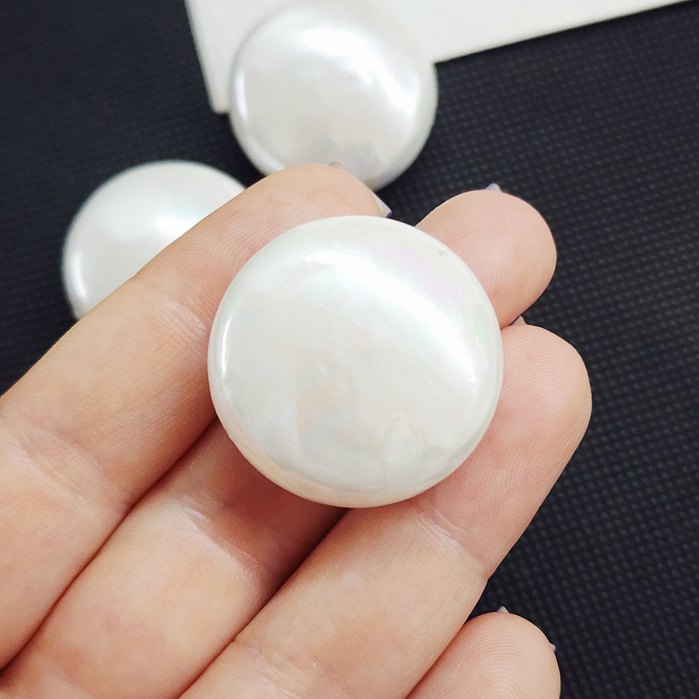 Жемчуг Майорка, круг белый крупный, 28мм, штучно