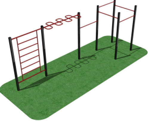 КОМПЛЕКС ДЛЯ ВОРКАУТ - 5 ТУРНИКОВ, ШВЕДСКАЯ СТЕНКА, РУКОХОД ЗИГЗАГ