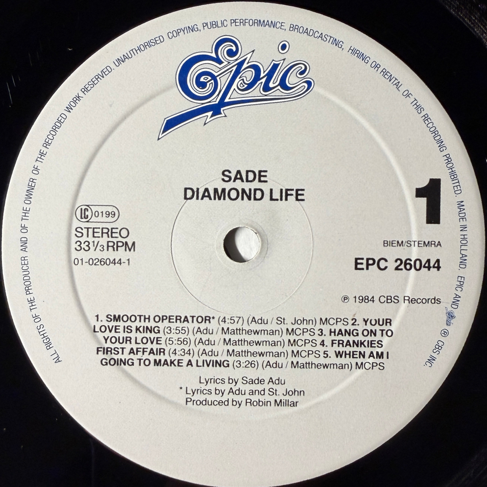 Sade - Diamond Life (Голландия 1984г.)
