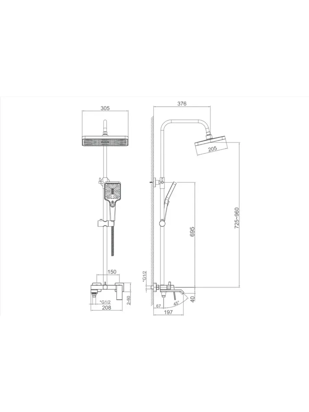 HB24575-3 Душевая система HAIBA