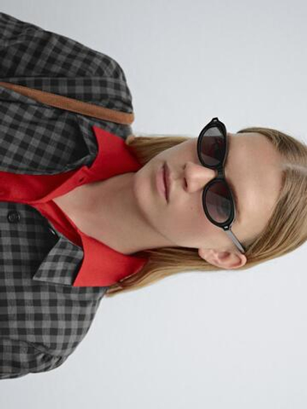 Massimo Dutti Солнцезащитные очки овальной формы, черный