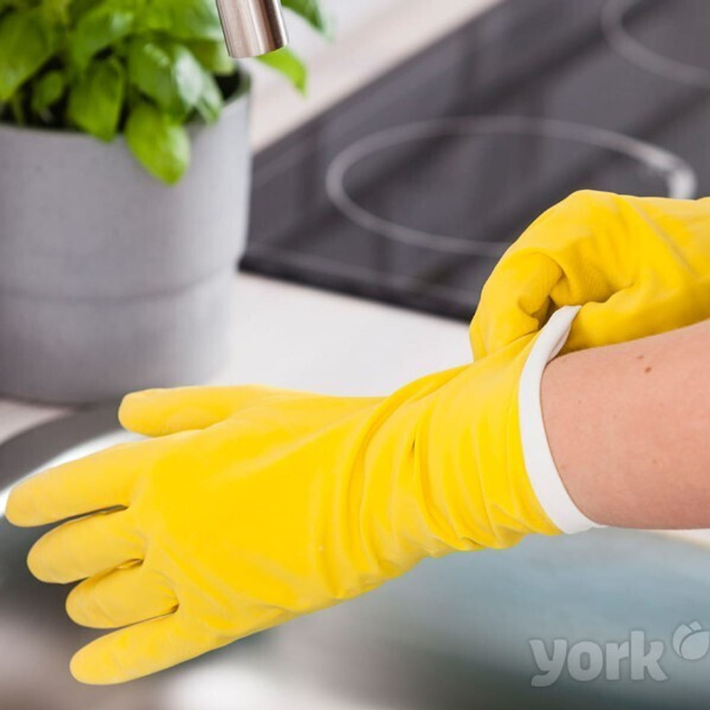 Перчатки резиновые с хлопковым напылением, (XL) YORK
