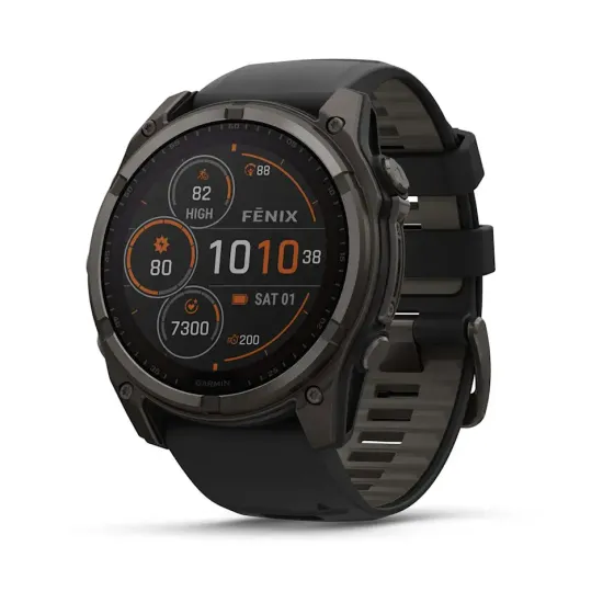 Мультиспортивные GPS часы Garmin Fenix 8X (51 mm) Solar, Sapphire Carbon Gray DLC Titanium with Black/Pebble Gray 010-02907-11