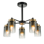 Светильник на штанге 5x40Вт, E14, металл/стекло, черный/бронза