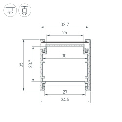 Профиль LINE-3535-BENT-SIDE-2000 ANOD (Arlight, Алюминий) 055738