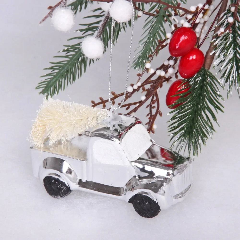 Ёлочная игрушка «Новогодний экспресс» 4*9*11 см, серебро