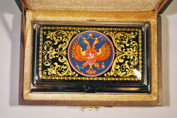Визитница персональная "Герб РФ" №0619 (роспись Палех)