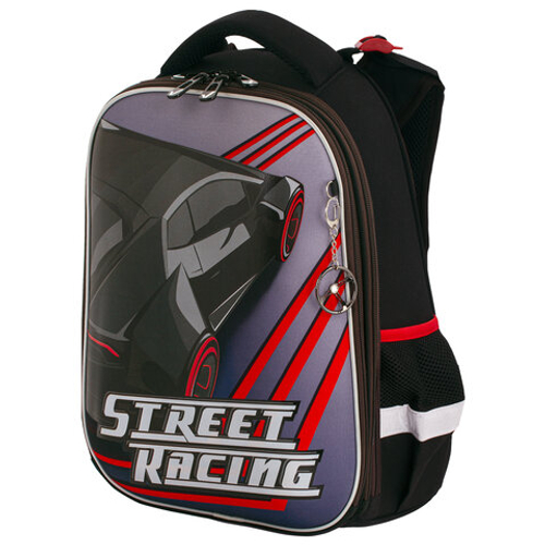 АКЦИЯ ЛИК Ранец BRAUBERG PREMIUM, 2 отделения, с брелком, "Street racing", 38х29х16 см, 229904