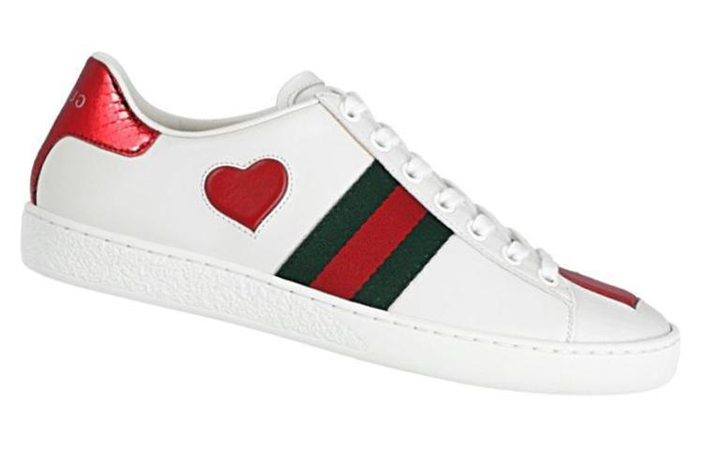 GUCCI Gucci ACE leather heart-shaped sneakers women's White