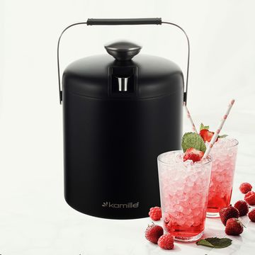 Ведерко для льда 1300 мл. с крышкой Kamille KM 7767 из нержавеющей стали с ручкой и щипцами