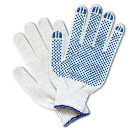 Перчатки х/б с ПВХ 4 нити, 10 класс вязки, белые