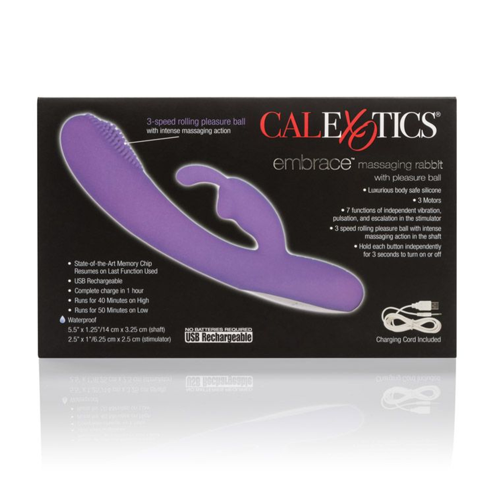 Фиолетовый вибромассажер Embrace Massaging Rabbit с щёточкой на головке (Цвет: фиолетовый)
