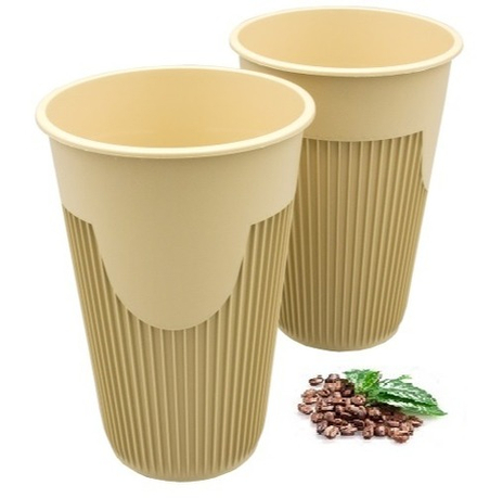 Стаканы пластиковые для гор напитков "Зимний" беживые ПП D=90мм 450мл (8/160шт)