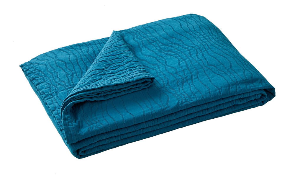 Покрывало RACINES BLEU PAON пике Blanc des Vosges 180x260 Синий