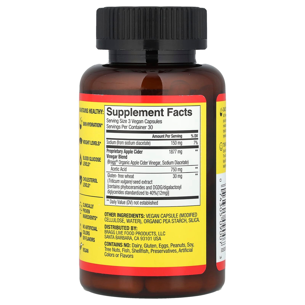 Bragg, Renew, яблочный уксус с фитокерамидами, 90 капсул