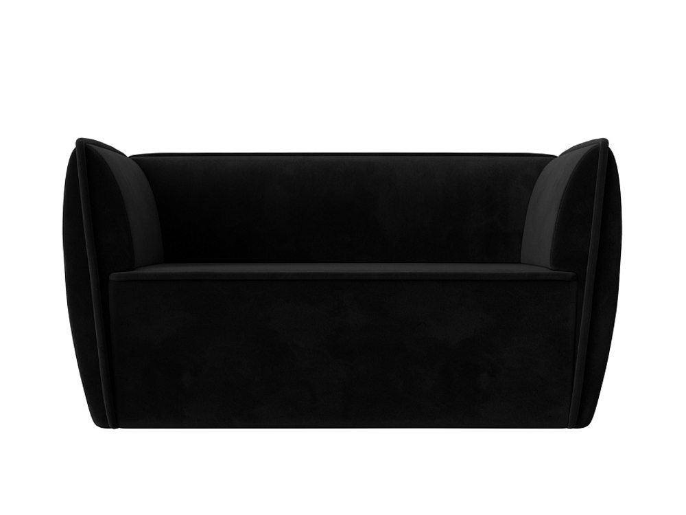 Диван кухонный прямой Бергамо 2-х местный, SEVEN 35 черный, Велюр, 112043