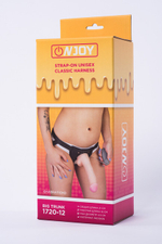 Страпон с реалистичной насадкой и вибрацией Onjoy Stap-on Unisex Classic Harness, Big Trunk (10 режимов) (Цвет: телесный)
