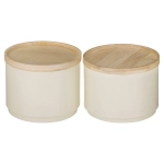 НАБОР БАНОК AGNESS ДЛЯ СЫПУЧИХ, 11Х16 СМ, ШТАБЕЛИРУЕМЫЕ, ЦВЕТ: IVORY