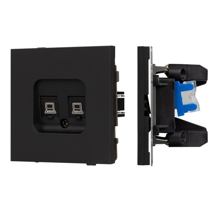 Механизм компьютерной розетки двойной SCT-TENDO-MPC2-SFPL-BK (RJ-45, CAT6) Arlight 054595
