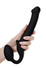 Черный безремневой страпон Silicone Bendable Strap-On - size M