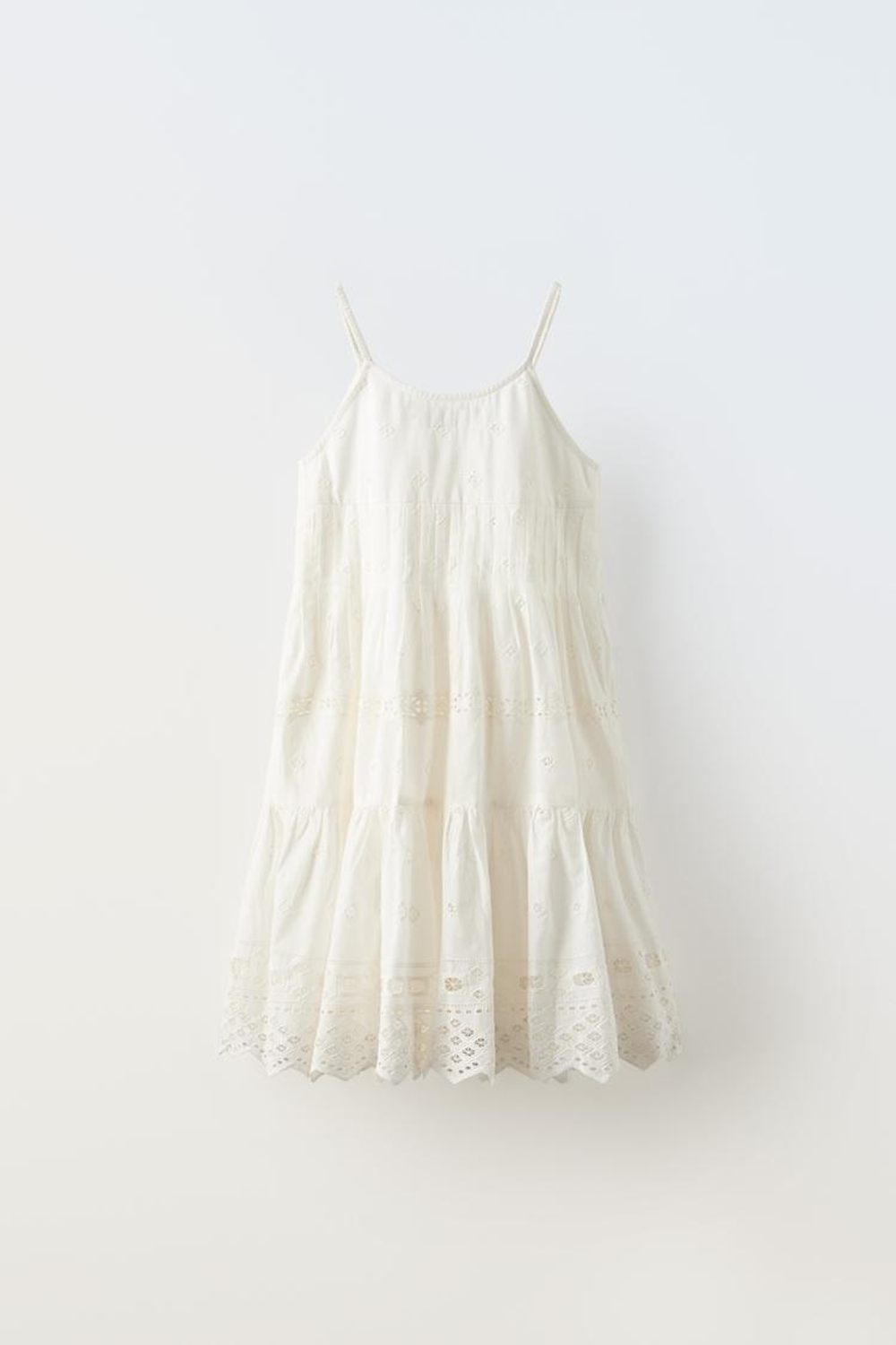 ZARA ПЛАТЬЕ С БРЕТЕЛЯМИ И ВЫШИВКОЙ, БЕЛЫЙ
