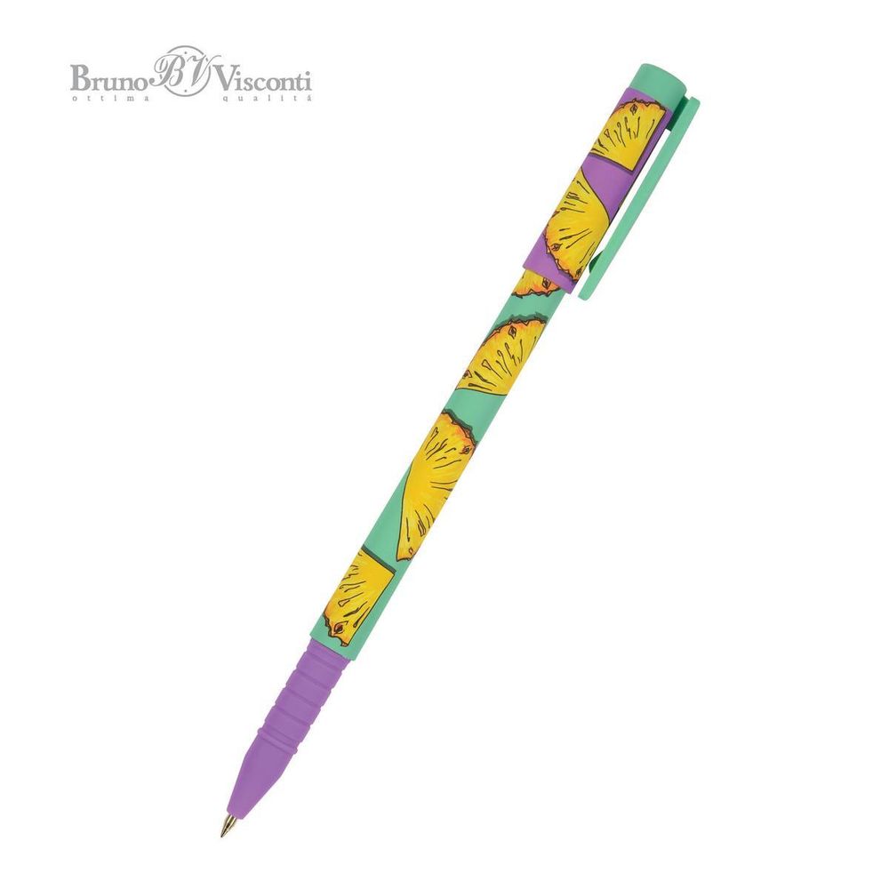 Ручка шариковая 0.5 мм, синяя &quot;FunWrite. Fresh &amp; fruiti. Ананас&quot; (Bruno Visconti)