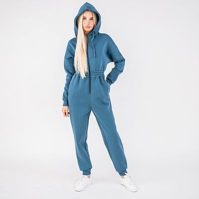 Warm oversized jumpsuit for women - Navy Blue