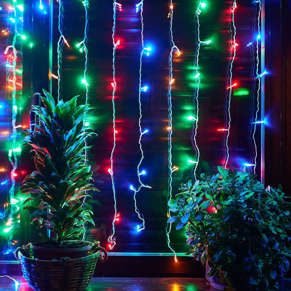 ULD-C3020-160-DTA MULTI IP20 Занавес светодиодный. 3х2м. 160 светодиодов. Разноцветный свет. Провод прозрачный. TM Uniel