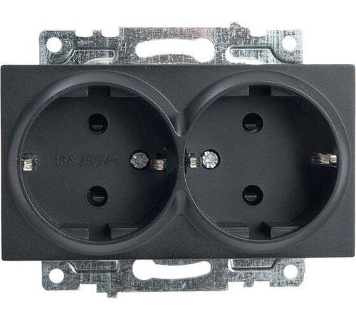 STEKKER Катрин Розетка СУ 2 мест.16А земля с защитной шторкой черный GLS16-7114-05 39612