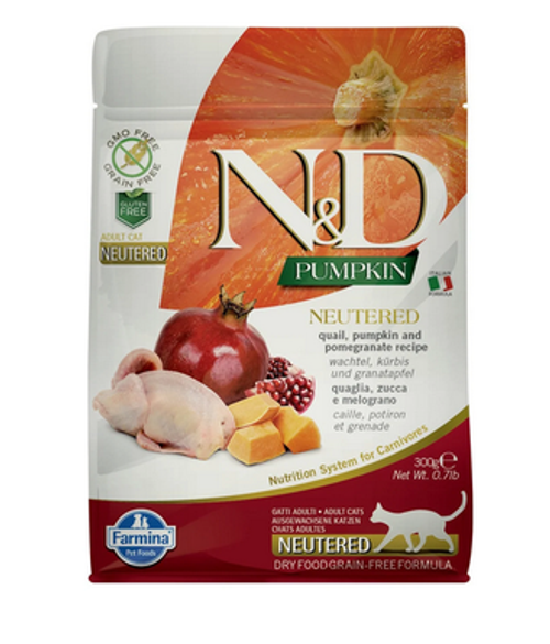 Farmina N&D Cat Pumpkin Сухой беззерновой корм для стерилизованных кошек перепел и тыква 300 гр