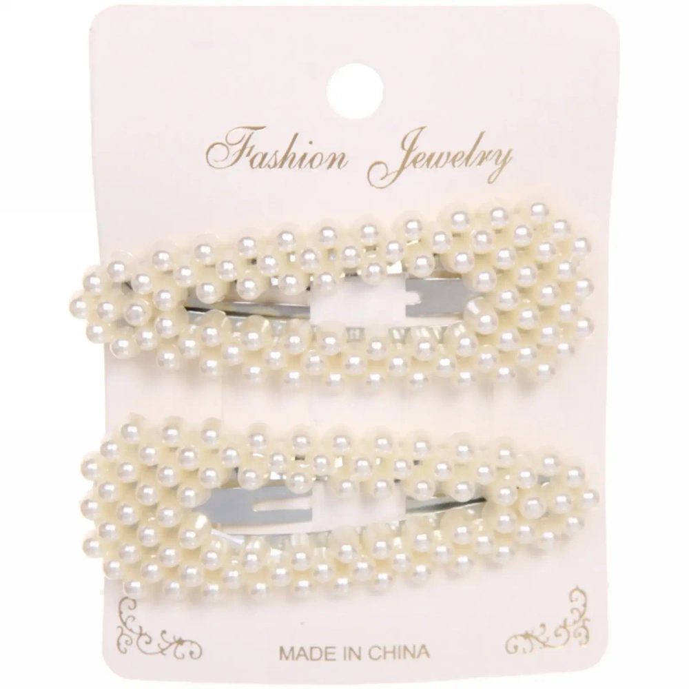 Зажим для волос 2шт «Fiona - Тop», цвет белый 7,5*2см