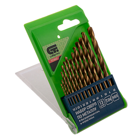 Набор нитридтитановых сверл по металлу, 1.5-6.5 мм. (через 0.5 мм.+3.2 мм, 4.8 мм.) НSS 13 шт Сибртех 723867