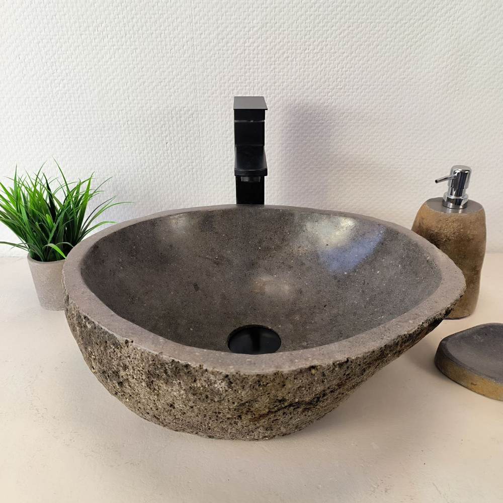 Раковина из речного камня RS-66019 45х38х15 из натурального камня