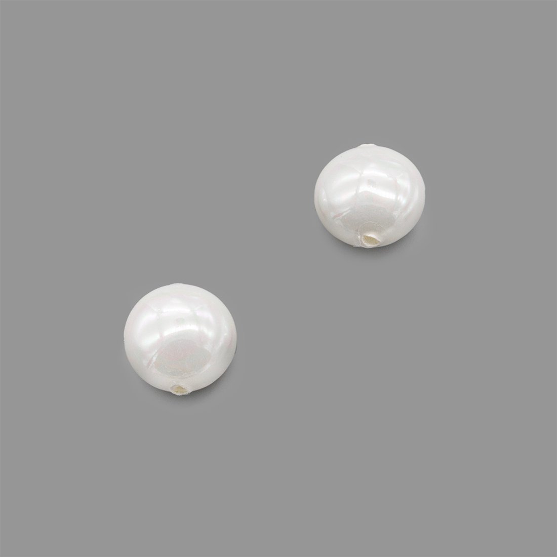 Хрустальный жемчуг в форме монетки, белый, 14,5мм