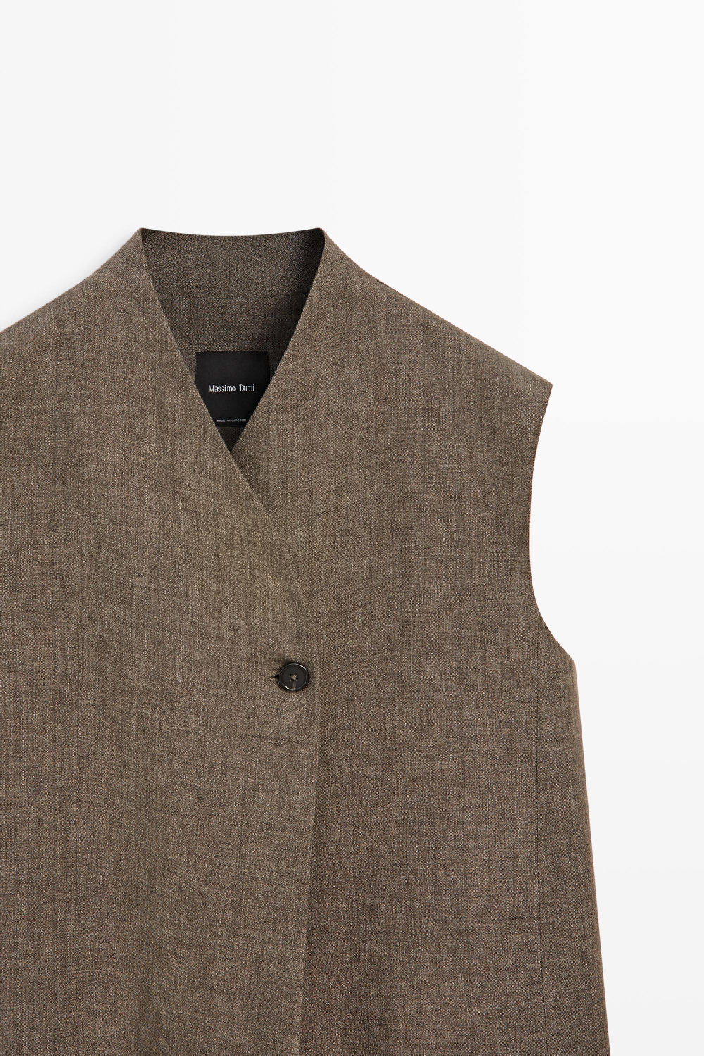 Massimo Dutti Меланжевый льняной жилет, черепаховый