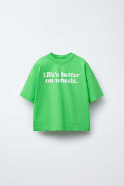 ZARA ФУТБОЛКА С НАДПИСЬЮ, ЗЕЛЕНЫЙ