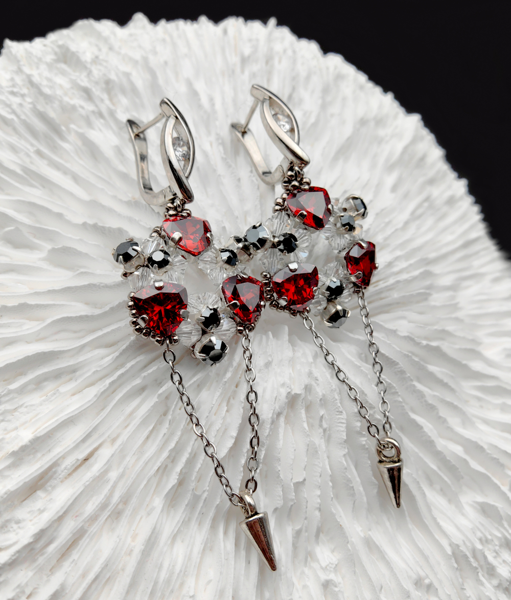 Набор для создания серег Triangle, Red/Silver