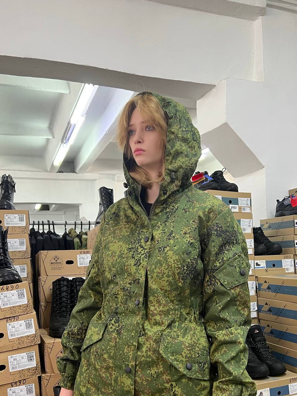 Женская горка Валькирия флис осень зима /зелёный пиксель /