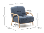 Кресло Sylo синего цвета из массива ясеня